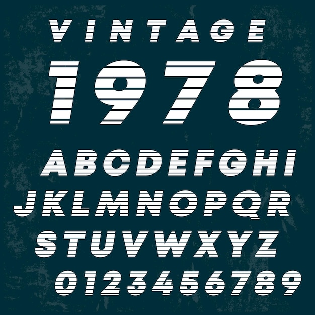 Vecteur lettres et chiffres de l'alphabet design vintage modèle de police de ligne de fente illustration vectorielle