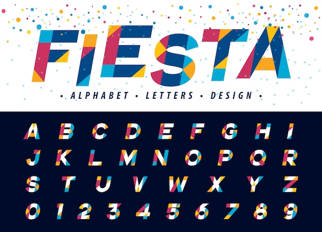 Lettres Et Chiffres De L'alphabet Géométrique, Lettre De Triangle Coloré Moderne