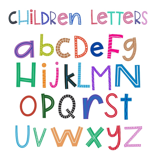 Lettres colorées irrégulières pour enfants Styles et couleurs aléatoires