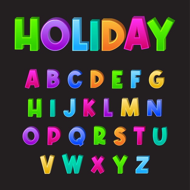 Lettres de dessin animé dessinés à la main abc design créatif coloré alphabet drôle