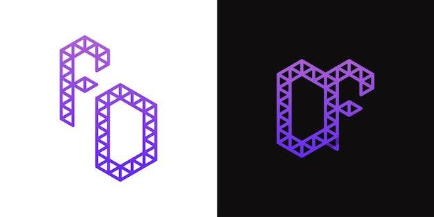Lettres DF et FD Polygon Logo Set adapté aux entreprises liées au polygone avec les initiales DF et FD