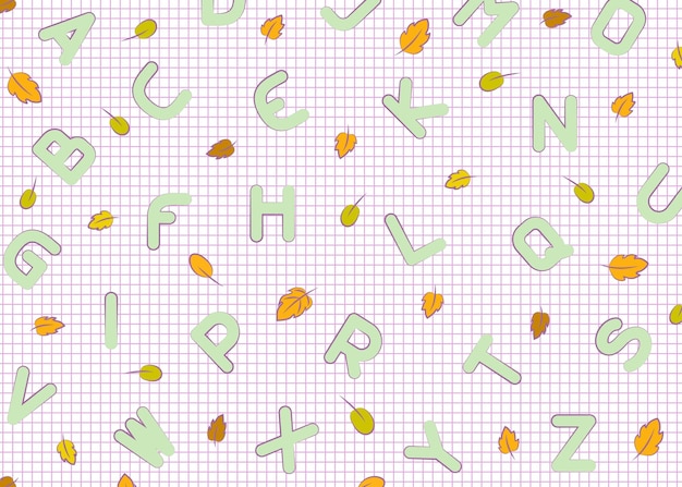 Lettres et feuilles Fond Image multicolore Illustration vectorielle