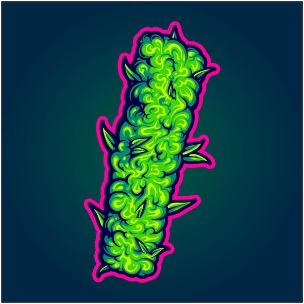 Vecteur lettres en gras du monogramme du cannabis i lettres réalistes du bourgeon