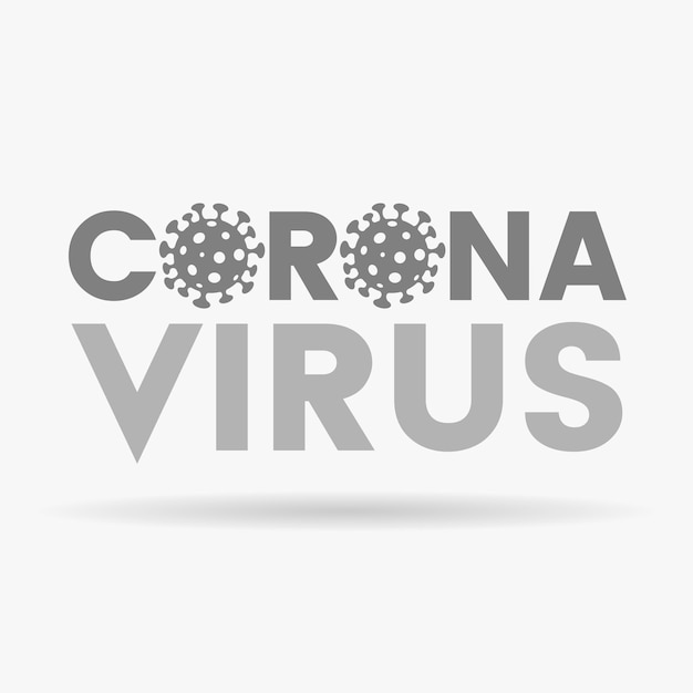 Lettres Grises Majuscules Du Coronavirus Avec Des Icônes Simplistes