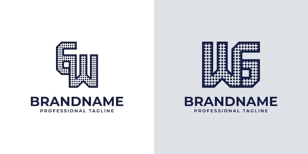 Les lettres GW et le logo WG Dot Monogram convient aux entreprises avec les initiales WG ou GW