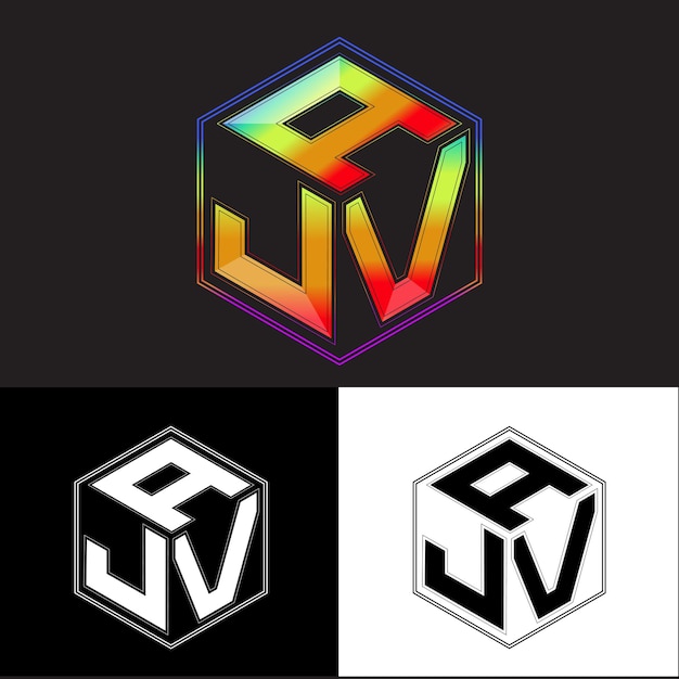 lettres initiales ajv polygone logo design image vectorielle