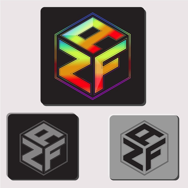lettres initiales azf polygone logo design image vectorielle