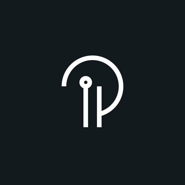 Lettres IP initiales Création vectorielle de logo minimaliste isolée sur fond noir