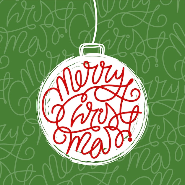 Lettres De Joyeux Noël Dessinées à La Main Dans Un Style D'ornement De Boule D'arbre