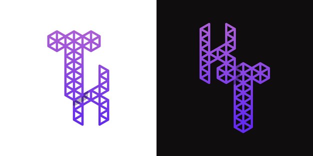 Vecteur lettres kt et tk polygon logo adaptées aux entreprises liées au polygone avec les initiales kt ou tk