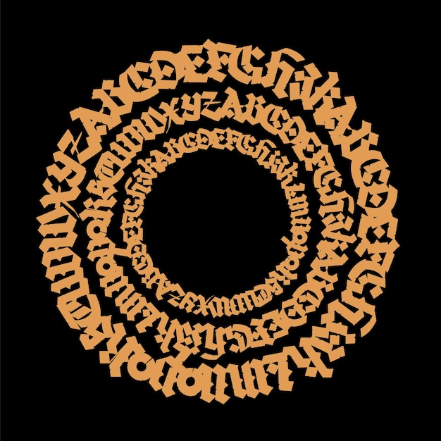 Vecteur lettres latines gothiques style européen médiéval symboles et signes pour le monogramme calligraphie moderne