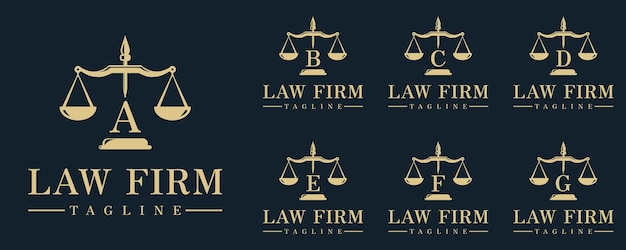 Lettres Law Firm Logo Gold Vecteur Premium