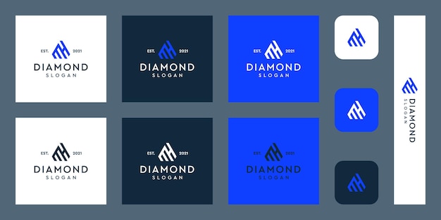 Lettres M Et H Monogramme Logo Avec Des Formes De Diamant Abstraites Vecteurs Premium