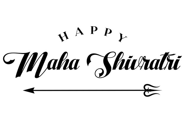 Les lettres de Maha Shivratri avec l'illustration vectorielle du seigneur Shiva Trishul