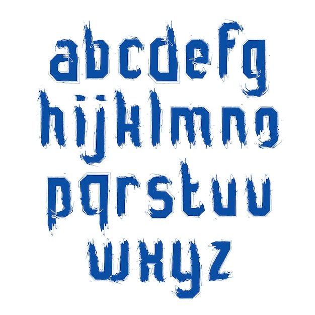 Lettres Monochromes Vectorielles Peintes à La Main Isolées Sur Fond Blanc, Script D'art En Minuscules Caressé.