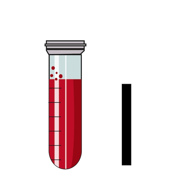 Vecteur lettres sous la forme d'un tube médical avec du sang sous la forme de la lettre i