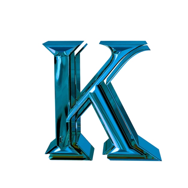 Lettres tridimensionnelles brillantes en lettre bleue k