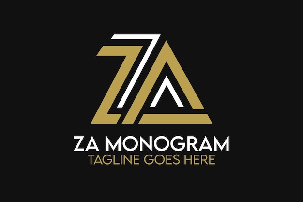 Vecteur lettres za wordmark lettermark nom initiales modèle de conception de logo