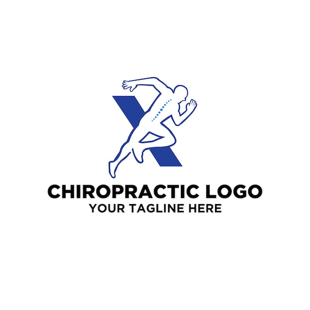 LettreXchiropratiqueathlètela colonne vertébralesoinsantélogoconceptionvecteur