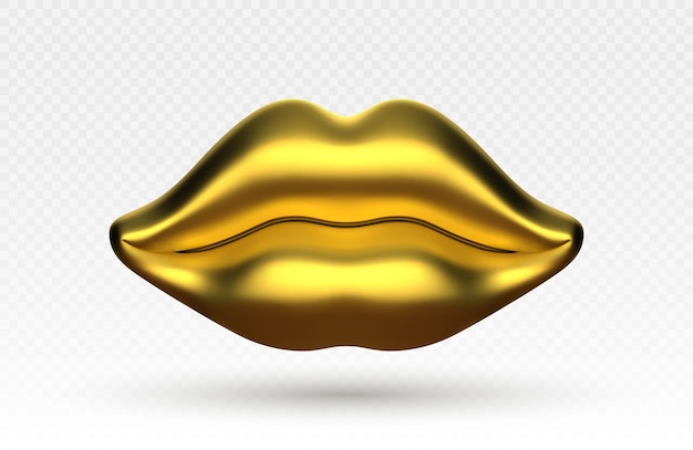 Lèvres Dorées Vectorielles Isolées Sur Fond Transparent