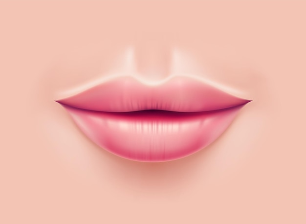 lèvres de femme réalistes après une opération de chirurgie plastique. Bouche sensuelle féminine après injection d'acis hyaluronique