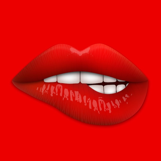Des lèvres rouges 3D réalistes isolées