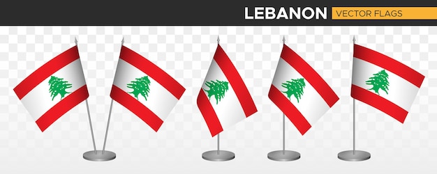 Liban Bureau Drapeaux Mockup 3d Vector Illustration Table Drapeau Du Liban