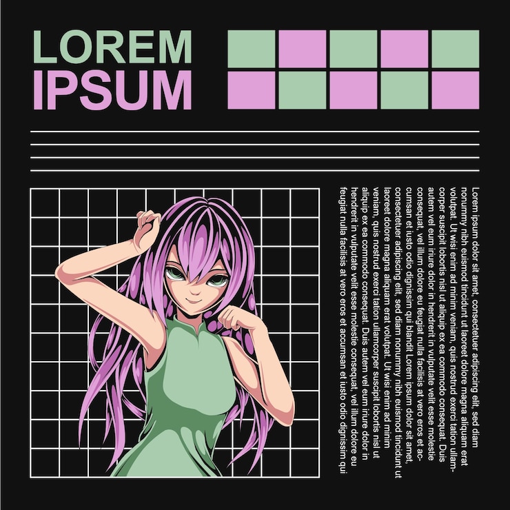 Vecteur liberté fille dessin animé anime illustration streetwear design