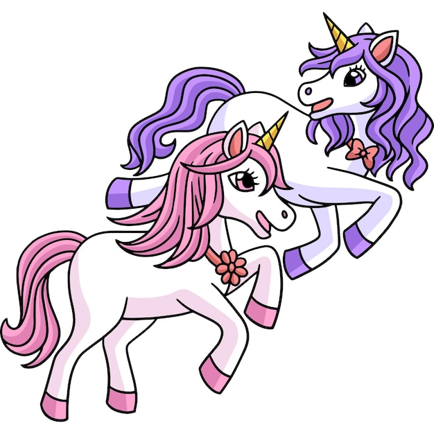 Licorne Avec Un Ami Dessin Animé Coloré Clipart