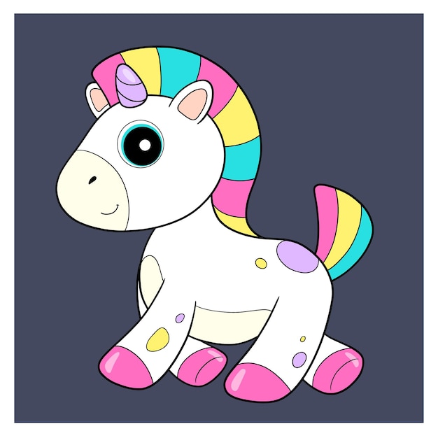 Licorne Arc-en-ciel Poney Mignon Une Crinière Et Une Queue De Cheval Multicolores Et Lumineuses Des Sabots Roses Le Cheval