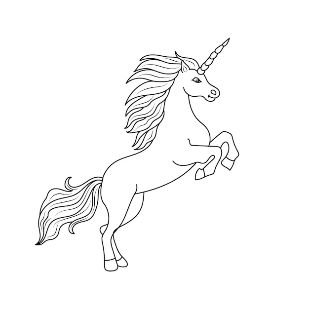 Licorne Enfants Coloriage Page Vecteur Conception Imprimable Vierge Pour Les Enfants à Remplir Vecteur gratuit