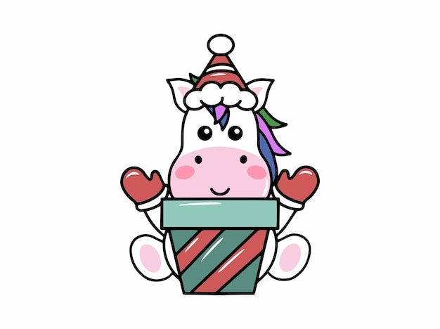 La Licorne Avec L'illustration Du Chapeau Du Père Noël