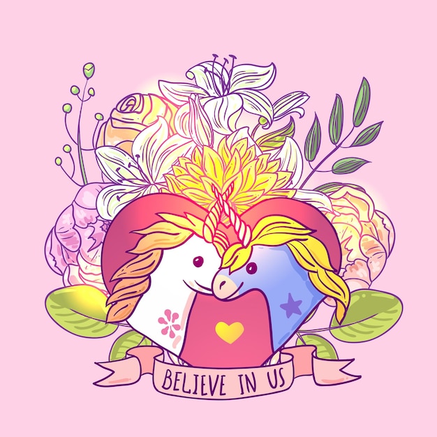 Licorne Illustration Vectorielle Dessinés à La Main Belle Style De Dessin Animé Bon Pour Les Vêtements De Bébé