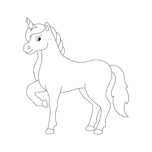 Licorne magique Cheval de fée Coloriage pour enfants Timbre numérique Personnage de style dessin animé