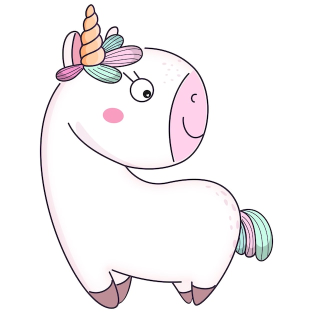 Licorne Magique De Dessin Animé Mignon Pour Les Enfants. Vecteur.