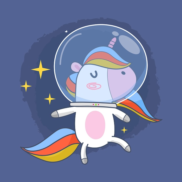 Licorne Mignonne Dans L'espace Et Les étoiles