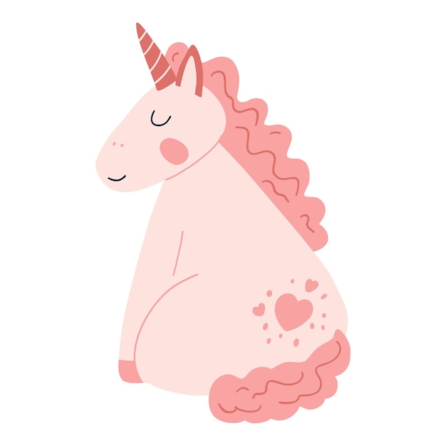 Licorne Mignonne Dans Un Style Plat De Dessin Animé Illustration Vectorielle De Bébé Cheval Poney Animal En Couleur Rose Pour Tissu Imprimé Vêtements Enfants Carte De Conception Textile