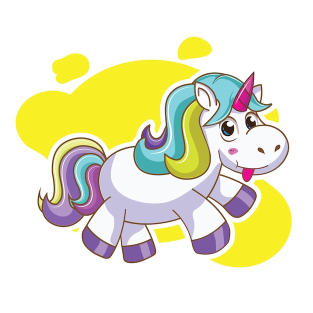 Licorne Mignonne Avec Une Expression Heureuse