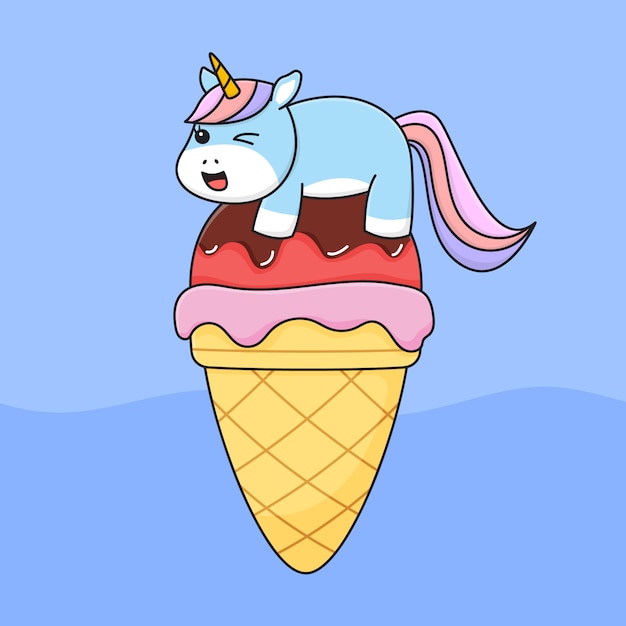 Licorne Mignonne Sur Glace