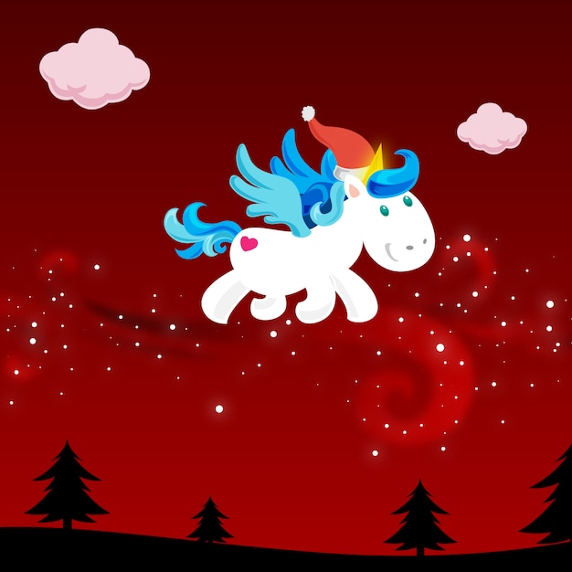 Licorne De Noël Dans Le Ciel