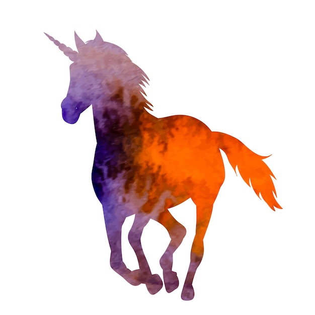 Licorne silhouette aquarelle