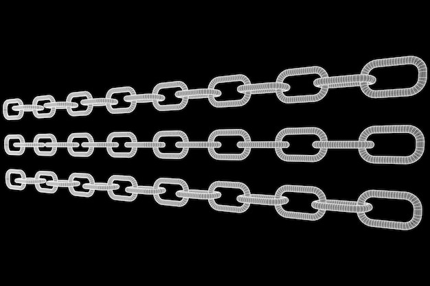 Liens BlockChain filaires. Illustration vectorielle 3d de la chaîne