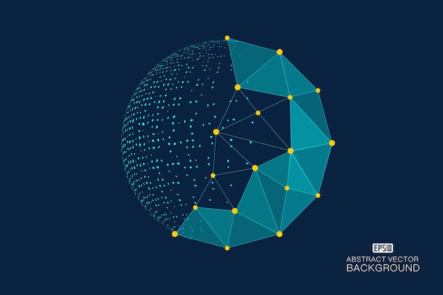 Les Liens De Points Et De Lignes Composent Des éléments Vectoriels D'effet De Technologie De Fond De Technologie De Sphère Lumineuse