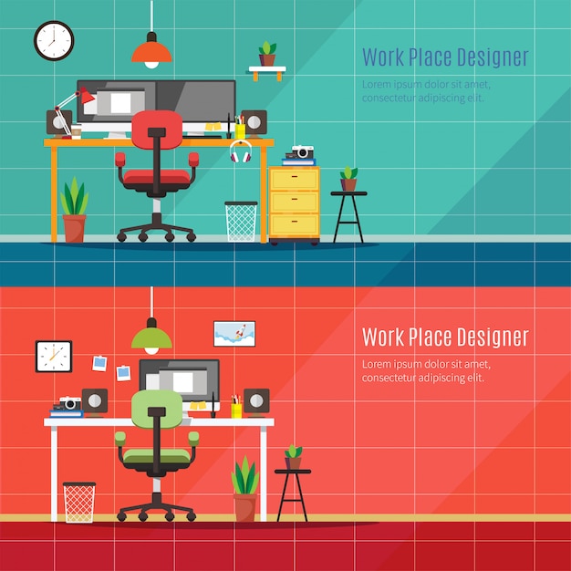 Vecteur lieu de travail moderne