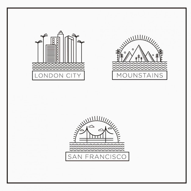 Vecteur ligne art logos villes