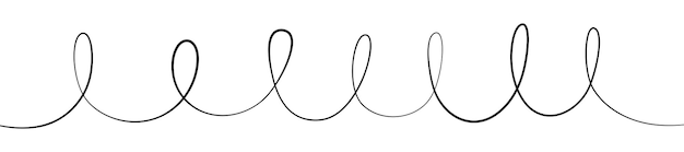 Ligne bouclée noire abstraite isolée sur fond blanc Bannière de ligne ondulée de vecteur