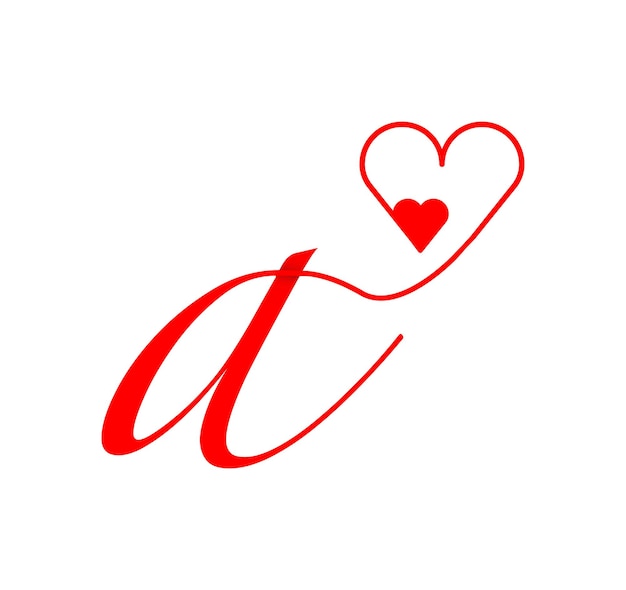 Une Ligne De Coeur De Script De Lettre. Du Coeur. Lettre A Modèle De Logo D'écriture Manuscrite Avec Amour Et Coeur