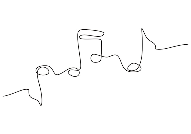 Une ligne continue art dessin illustration vectorielle de note de musique Un signe et symbole de musique isolé sur fond blanc Note de musique dessin au trait dessiné à la main style minimaliste Concept musical