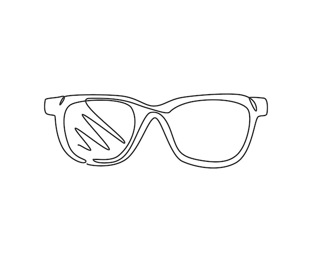 Vecteur une ligne continue dessinant l'emblème du logo des lunettes de soleil tendance lunettes propres pour le logo du magasin d'optique