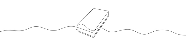 Une ligne continue dessinant la silhouette du livre L'icône linéaire du livre